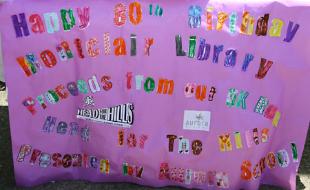 Sign made by kids from Aurora School